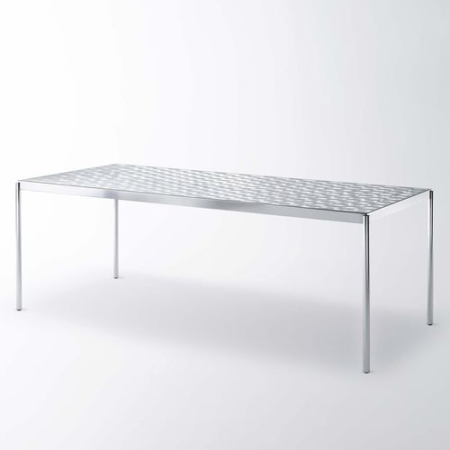 Современный стол - FRAGMENT - GLAS ITALIA - из алюминия / с основанием из алюминия / прямоугольный