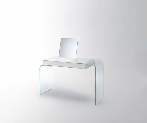 Современный рабочий стол - STRATA - GLAS ITALIA - из стекла / панельные опоры / контрактный