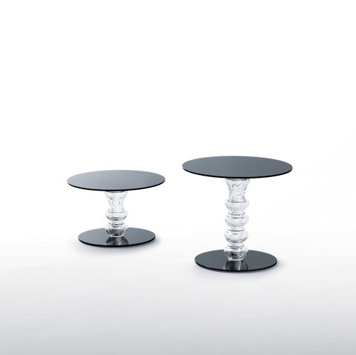 Современный столик на одной ножке - CALICE  - GLAS ITALIA - из стекла / круглый / для бытового использования