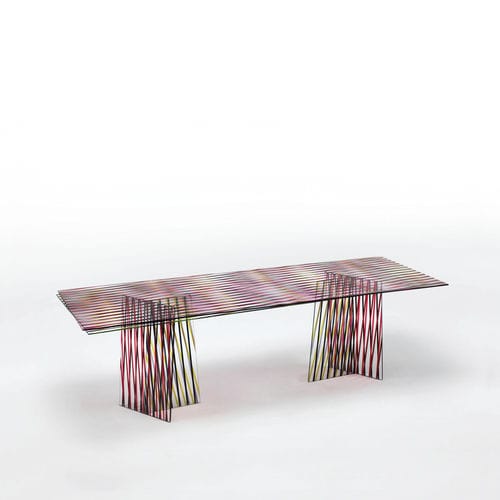 Современный обеденный стол - CROSSING - GLAS ITALIA - из стекла / прямоугольный / квадратный