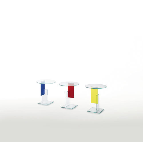 Современный столик на одной ножке - DON GERRIT - GLAS ITALIA - из стекла / круглый / для бытового использования