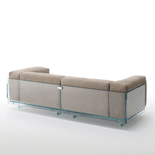 Современный диван - CRYSTAL LOUNGE  - GLAS ITALIA - из ткани / белый / со стеклянным основанием