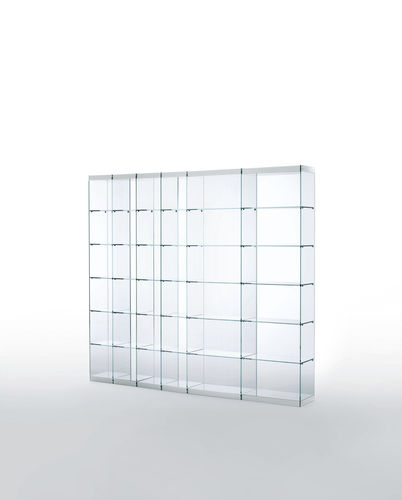 Современный книжный шкаф - SPACE - GLAS ITALIA - из стекла / желтый
