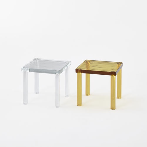 Современный журнальный столик - NESTING - GLAS ITALIA - из дутого стекла / квадратный / для бытового использования