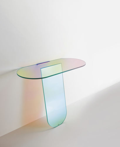 Современный стол-консоль - SHIMMER  - GLAS ITALIA - из стекла / овальный / настенный
