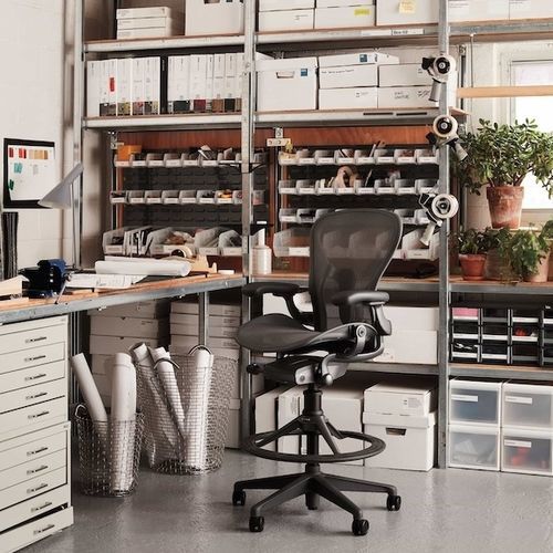 Современный табурет для работы - AERON - Herman Miller - из ткани / из плетеной смолы / из губки