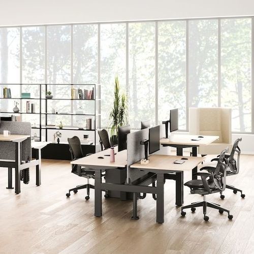 Рабочий стол для офисов открытого типа - NEVI LINK - Herman Miller - напольный / от 2 до 4 человек / для 2 человек