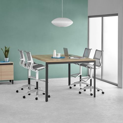 Современный табурет - SETU - Herman Miller - из кожи / из ткани / с основанием из металла