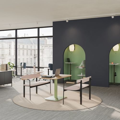 Рабочий стол из ткани - PASSPORT - Herman Miller - из меламина / с основанием из металла / прямоугольный