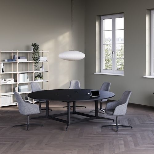 Современный столик на одной ножке - CIVIC - Herman Miller - из фанерованной древесины / из мрамора / из меламина