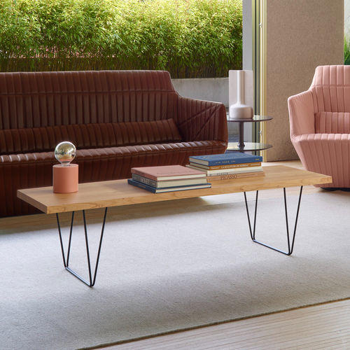 Современный журнальный столик - CM 191 - Ligne Roset - из цельной древесины / с основанием из лакированной стали / прямоугольный