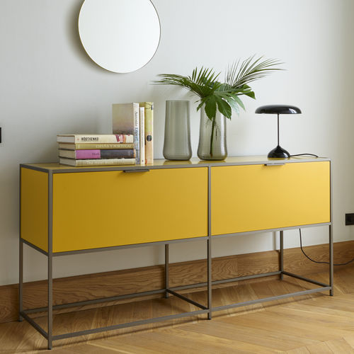 Современный стол-консоль - DITA - Ligne Roset - из алюминия / из лакированной древесины / из дымчатого стекла