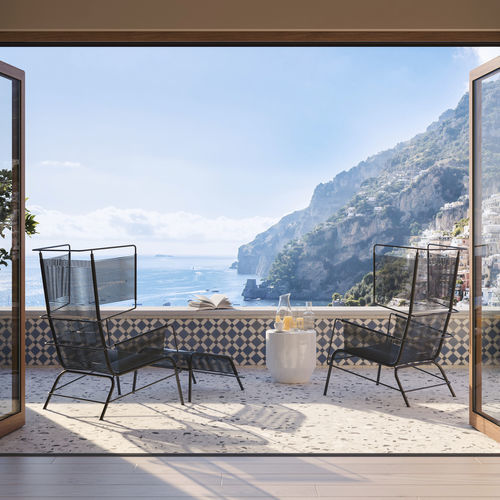 Современное кресло - FIFTY. - Ligne Roset - из веревки / из лакированной стали / с высокой спинкой