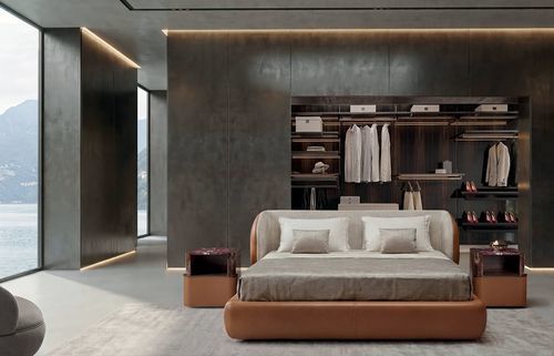 Двуспальная кровать - ROYAL - LONGHI S.p.a. - современная / с обитым изголовьем / с основанием для хранения