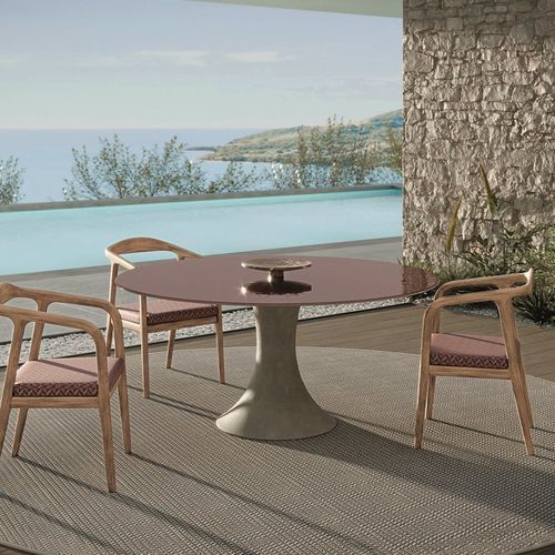 Современный стол - DEVON - LONGHI S.p.a. - из цемента / с основанием из цемента / круглый