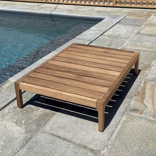 Современный вспомогательный столик - GARDEN - LONGHI S.p.a. - из ироко / с основанием из древесины / прямоугольный