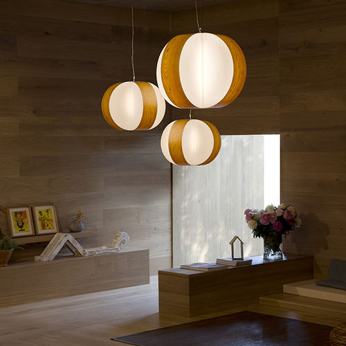 Подвесная лампа - CARAMBOLA - Lzf-Lamps - из дерева / современная / беспроводная