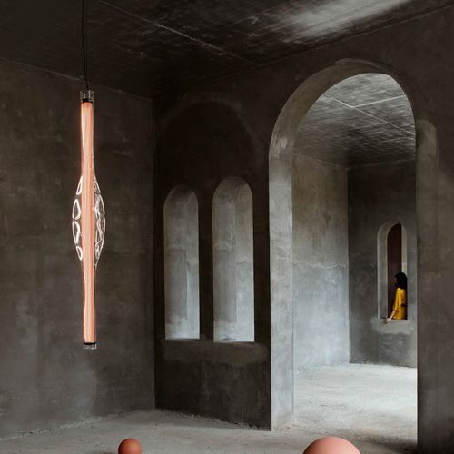Подвесная лампа - DUNE - Lzf-Lamps - из дутого стекла / из боросиликатного стекла / из фанерованной древесины