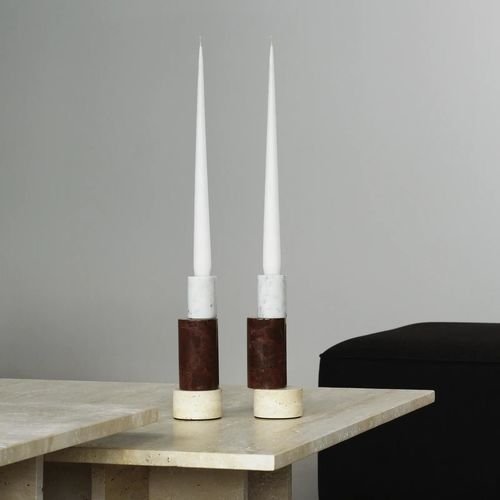 Подсвечник из мрамора - BLOX - Normann Copenhagen - из травертина / из нержавеющей стали / не определено