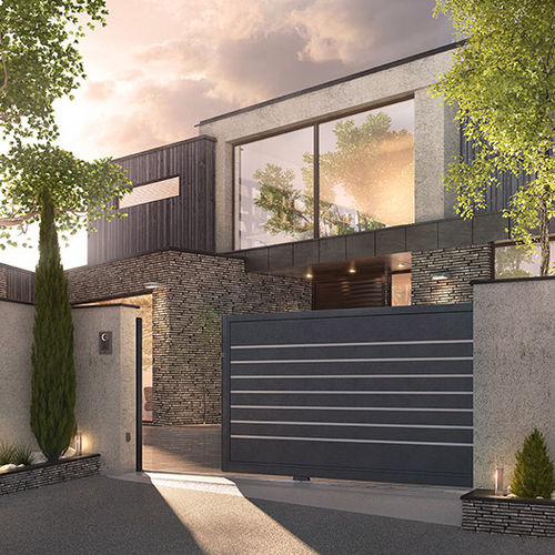 Створчатое ворота - ANODIK : TOSKA - Horizal - раздвижное / из алюминия / с пластинками