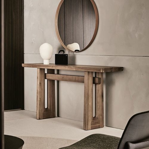 Современный стол-консоль - NARA - Poliform - из цельной древесины / с основанием из цельной древесины / прямоугольный