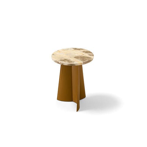 Современный вспомогательный столик - Wigwam - Rossi di Albizzate - из мрамора / с основанием из древесины / круговой