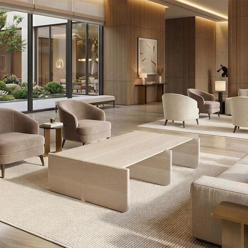 Современный журнальный столик - TYE - Skram Furniture - из цельной древесины / с основанием из цельной древесины / прямоугольный