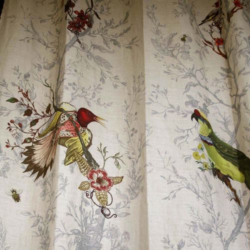 Обивочная ткань - BIRDS N BEES - Timorous Beasties - с рисунком животных / из хлопка / из льна