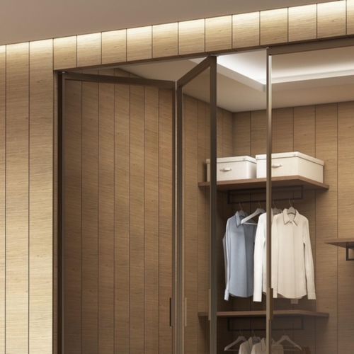 Система скольжения из алюминия - Pavilion libro bronze (3) - TreP Srl - для стеклянной двери / складная / вертикальная