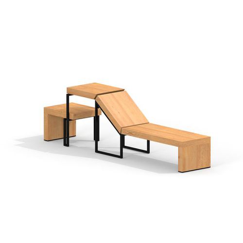 Складной стул с табуретом - THOR DECKCHAIR   - Lars Laj - современный / из дуба / из стали, покрытой порошком