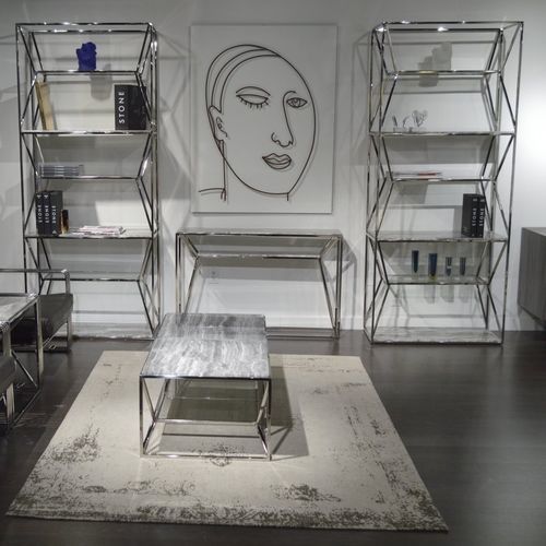 Современный стеллаж - GINZA - Stone International - из нержавеющей стали / из натурального камня / белый