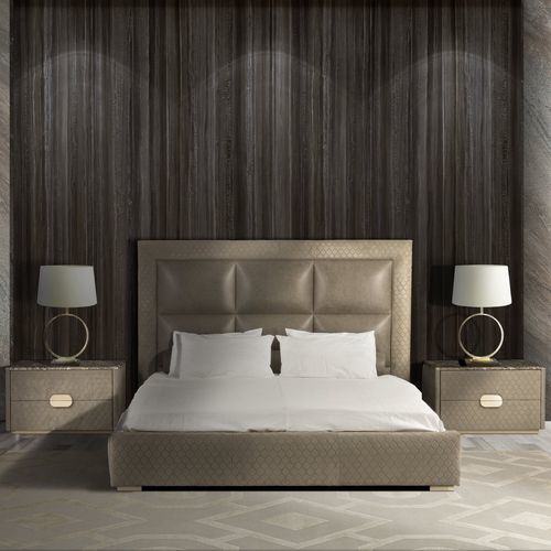 Кровать размер king size - MARYLIN - Stone International - размер queen size / современная / обитая