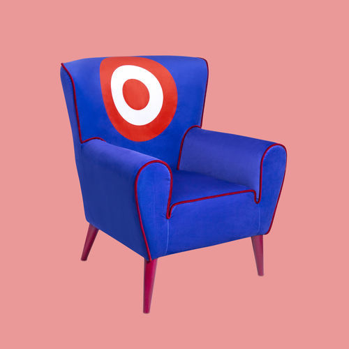 Современное кресло - TARGET - THE POP LABEL - из ткани / из бука / синее