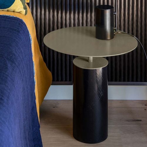 Современный ночной столик - Bijoux Quartz - Epsilon Composite - из стали / с основанием из карбона / круглый