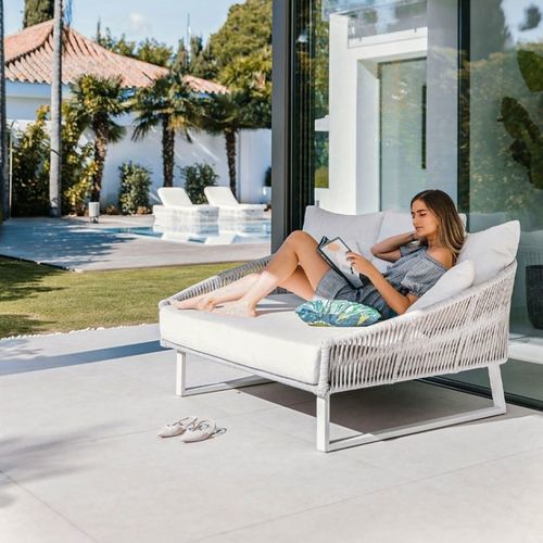 Современный полудиван - SIENNA - G&G Italia Designer Furniture - из ткани / из алюминия / из веревки