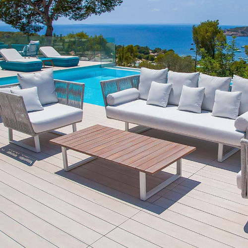 Современный журнальный столик - SIENNA - G&G Italia Designer Furniture - алюминий / из тикового дерева / с основанием из алюминия