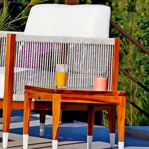 Современный журнальный столик - AMALFI - G&G Italia Designer Furniture - из тикового дерева / с основанием из тикового дерева / квадратный