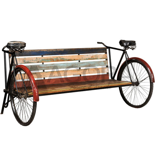 Скамейка уникальный дизайн - BIKE  - AGORA' SRL - из цельной древесины / из окрашенного металла / со спинкой
