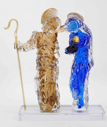 Скульптура из муранского стекла - Holy Family - Wave Murano Glass srl - из золота / отдельностоящая / фигуративный стиль