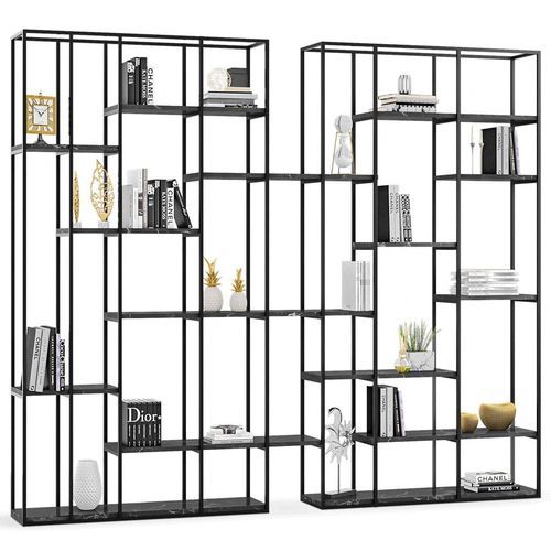 Современный книжный шкаф - LAUREL - NDESIGN - из металла / из мрамора / черный