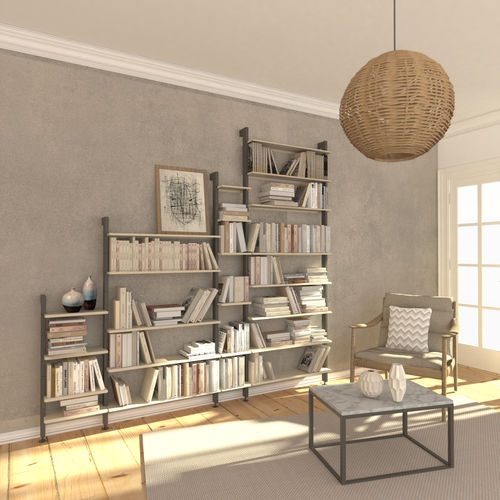 Модульный книжный шкаф - Bretagne Design - настенный / от пола до потолка / современный