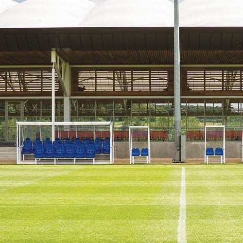 Скамейка запасных с навесом для 10 человек - ELITE - Harrod Sport - для 15 человек / из поликарбоната / из металла