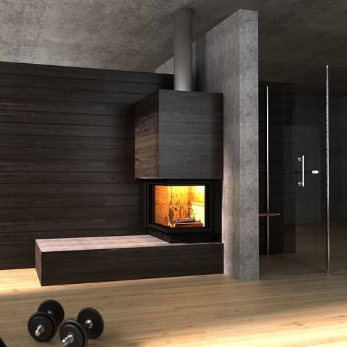 Дровяной камин - Optimal 60x60 L/R - REGALFIRE S.A - встраиваемый / угловой / с 2-мя поверхностями