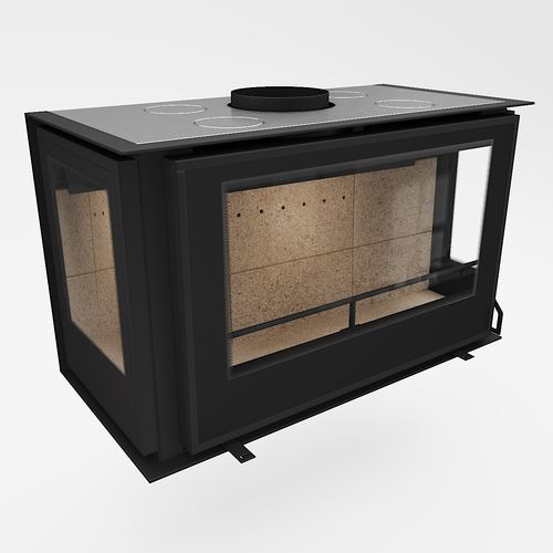 Дровяной камин - Design 80-55 Pi - REGALFIRE S.A - с 3 поверхностями / с закрытой топкой / из стекла