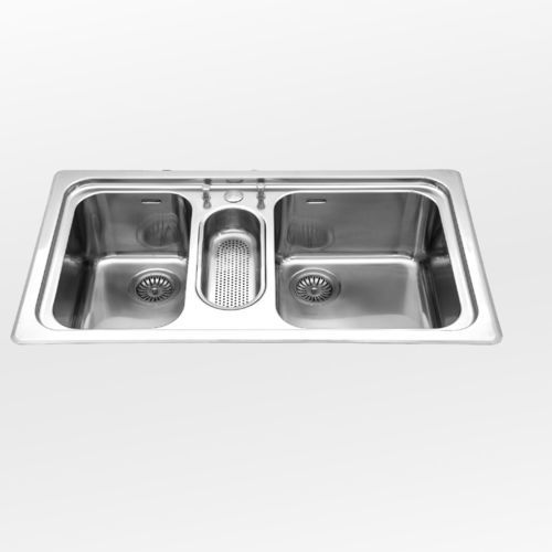 Кухонная раковина 3 чаши - radius 60 - ALPES-INOX - без сушки / из нержавеющей стали / интегрированная