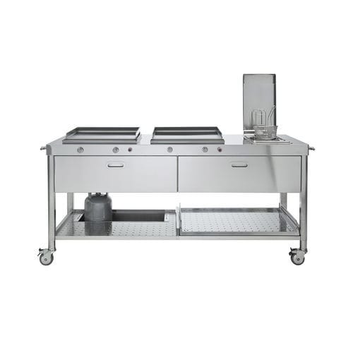 Кухня для наружного применения - OUT190-C90+C90/1 - ALPES-INOX - современная / из нержавеющей стали / островного типа