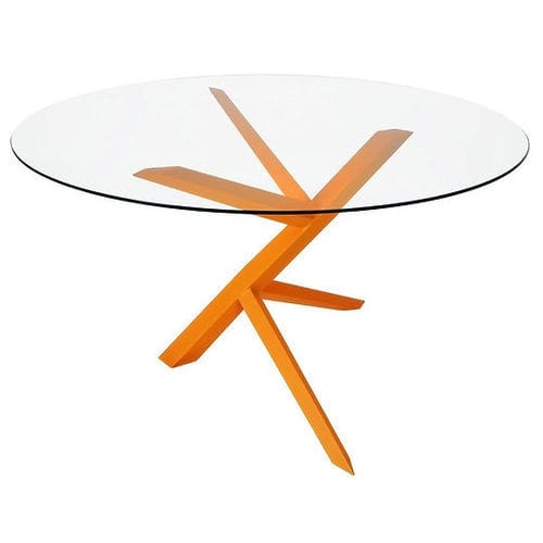 Современный стол - GALHO - Sergio J. Matos - из стекла / с основанием из алюминия / круглый
