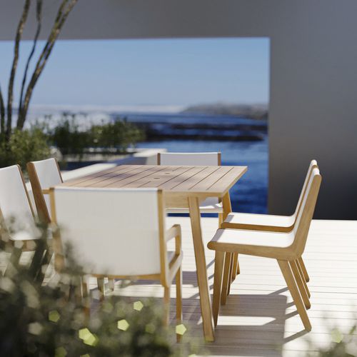 Современный cтул для столовых - SOLIS - Model No. Furniture - для наружного применения / из полимера / с основанием из вишневого дерева