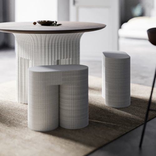 Современный табурет - GATHER - Model No. Furniture - из полимера / с основанием из полимера / белый