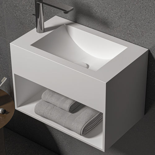 Подвесная раковина - DIONE MIDDLE - ZENON SMART SOLID SURFACE - из Solid Surface / антибактериальная / с полкой